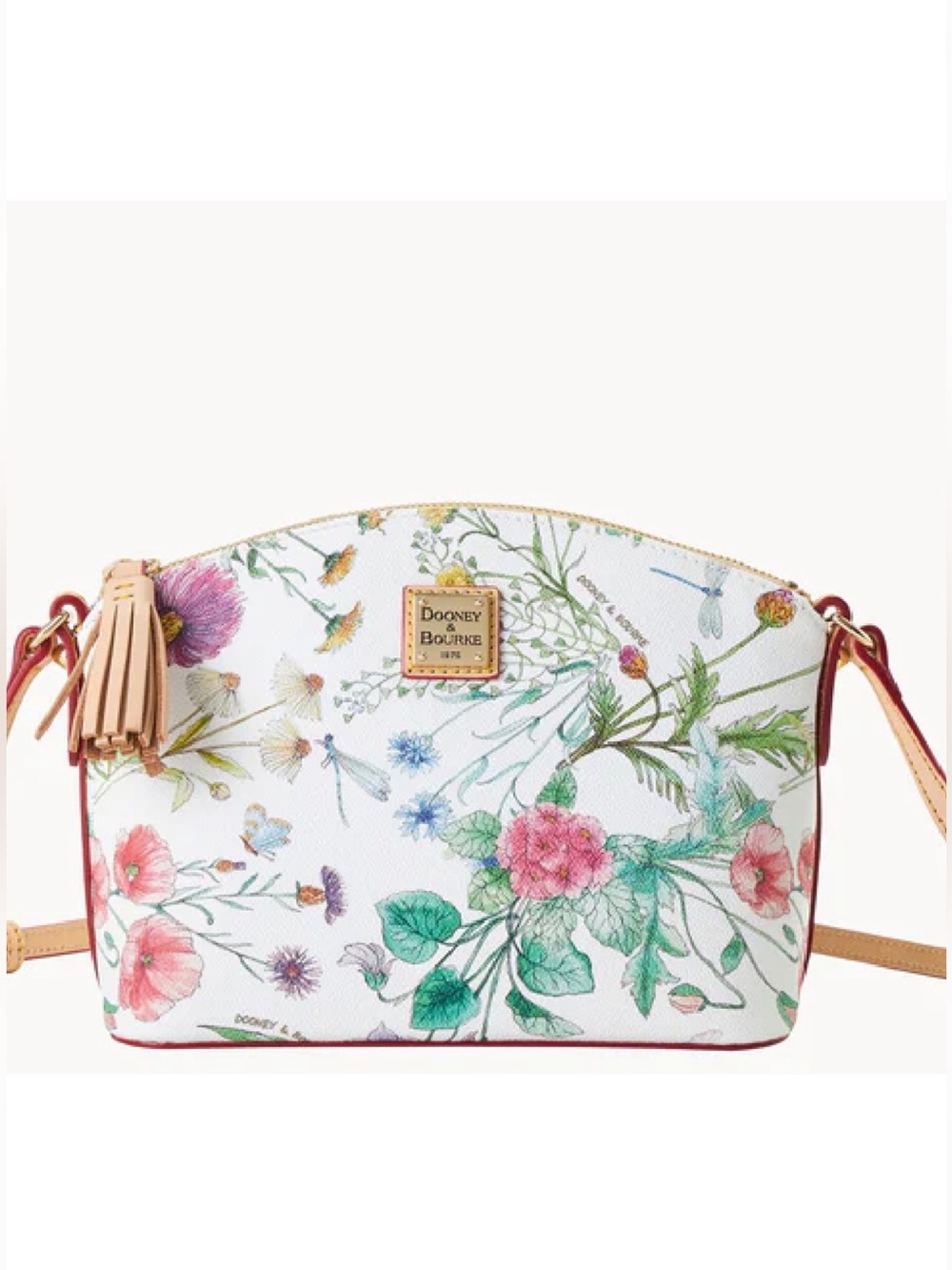 Dooney & Bourke White Floral Printed Crossbody with Tassel NWT
